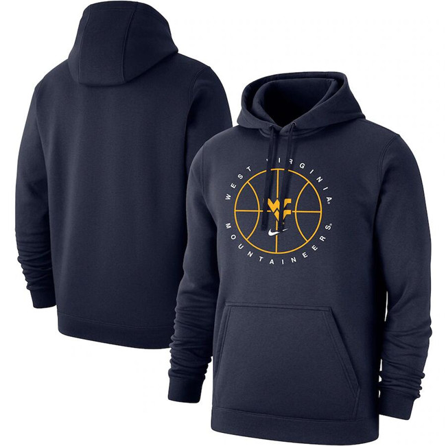 Men's Navy West Virginia Mountaineers Basketball Icon Club Fleece Pullover Hoodie